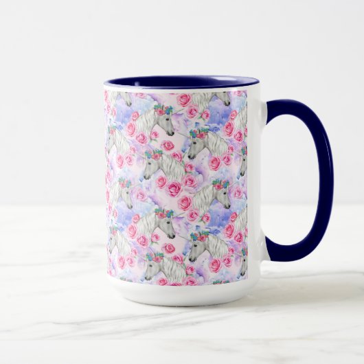 Mug Motif de licornes et de roses (Droite)