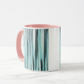 Mug Motif de lignes rayées d'océan bleu cyan (Devant gauche)