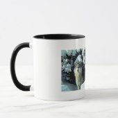 Mug Motif de loup dans les pins d'hiver (Gauche)