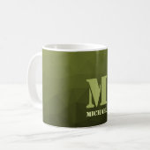 Mug Motif de maille géométrique olive vert de l'armée (Devant gauche)