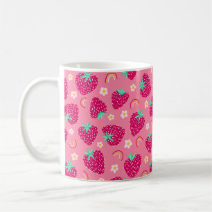 Mug Motif de marguerite arc-en-ciel à la fraise