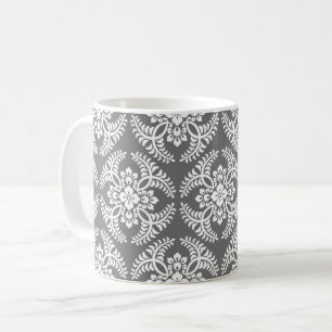 Mug Motif de médaillon japonais, gris / gris et blanc
