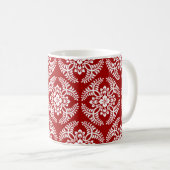 Mug Motif de médaillon japonais, rouge profond et blan (Devant droit)