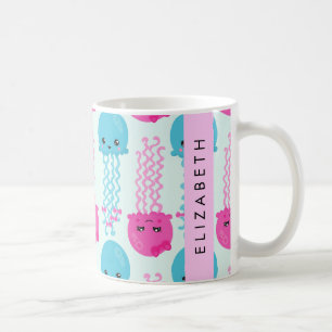 Mug Motif de méduses, Mignonne méduse, Mer, Votre nom