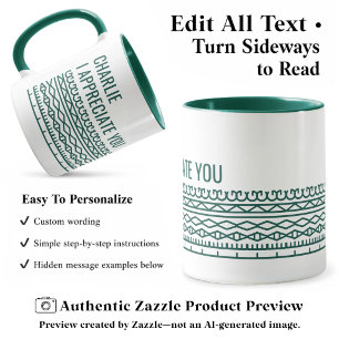 Mug Motif de message caché, Départ personnalisé, Vert