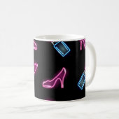 Mug Motif de mode avec icônes de néon. (Devant droit)