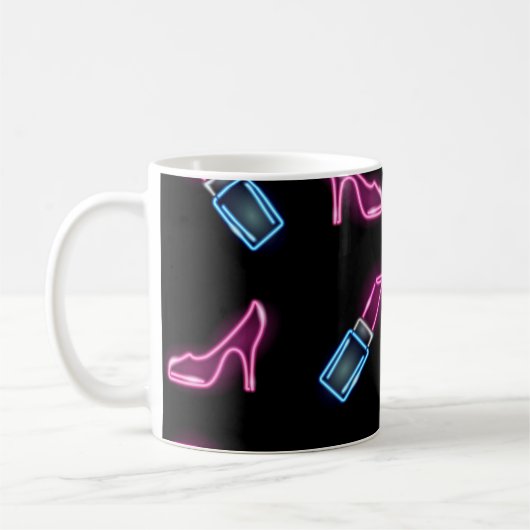 Mug Motif de mode avec icônes de néon. (Gauche)