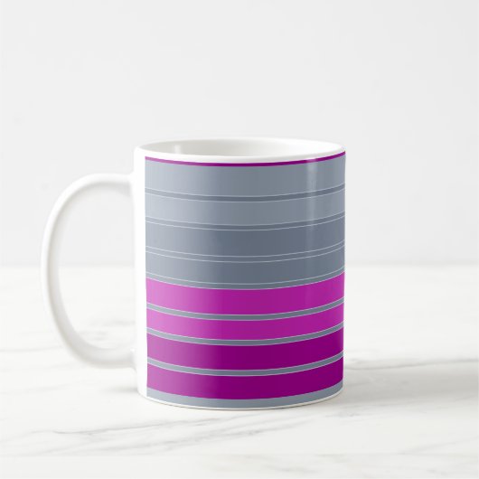 Mug Motif de mode gris rayé violet (Gauche)