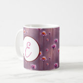 Mug Motif de monogramme de fleurs roses et orange (Devant gauche)