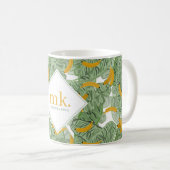 Mug Motif de monogramme de verdure de banane tropicale (Devant droit)