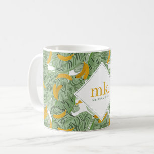 Mug Motif de monogramme de verdure de banane tropicale