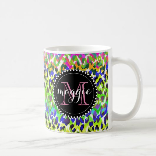 Mug Motif de monogramme d'empreinte de léopard (Droite)