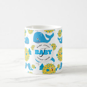Mug Motif de monogramme pour bébés de baleines et de