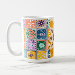 Mug Motif de mosaïque bleu et jaune Zellij