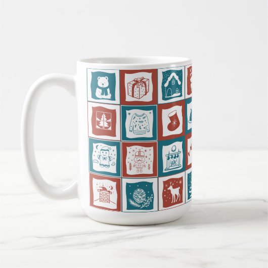 Mug Motif de mosaïque de Noël de style Avent (Gauche)