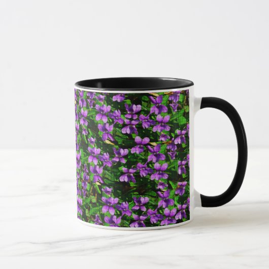 Mug Motif de mosaïque en bois de violet de fleur WI (Droite)