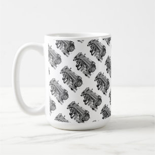 Mug Motif de moteur à incendie peint à l'huile,
