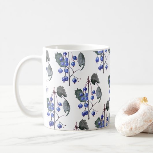 Mug Motif de myrtilles à l'aquarelle (Avec donut)