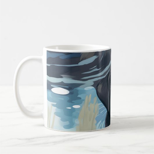 Mug Motif de natation du Labrador noir (Gauche)