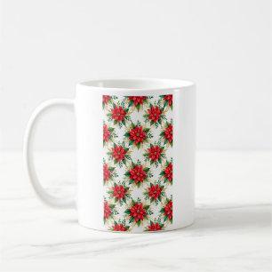 Mug Motif de Noël à l'aquarelle Poinsettia