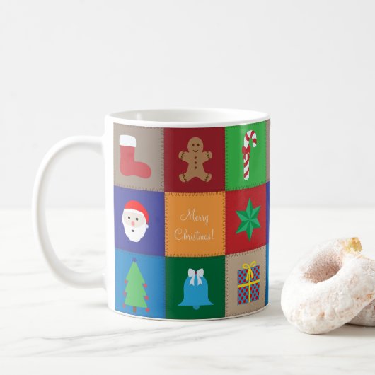 Mug Motif de Noël - Arrière - plan coloré (Avec donut)