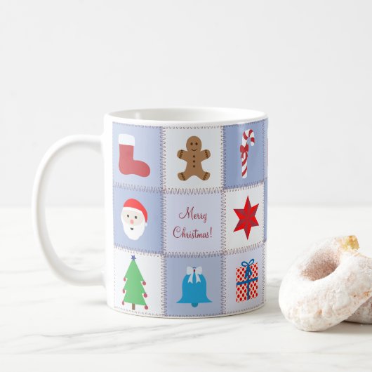 Mug Motif de Noël - Arrière - plan de tons bleus (Avec donut)
