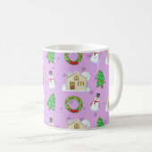 Mug Motif de Noël - Arrière - plan pourpre (Devant droit)