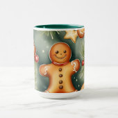 Mug Motif de Noël brun de gingembre souriant (Centre)