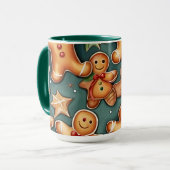 Mug Motif de Noël brun de gingembre souriant (Devant gauche)