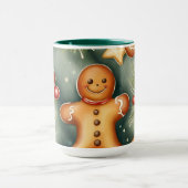 Mug Motif de Noël brun de gingembre souriant (Centre)