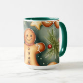 Mug Motif de Noël brun de gingembre souriant (Devant droit)