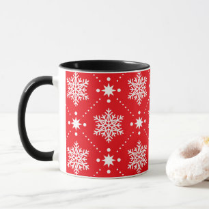 Mug Motif de Noël classique Red et White Snowflakes