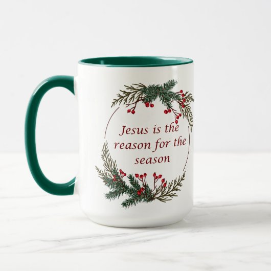 Mug Motif de Noël de la saison Holly Berry Wreath (Gauche)