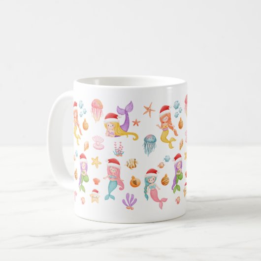 Mug Motif de Noël de la sirène (Devant gauche)
