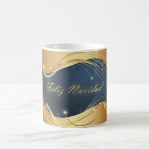 Mug Motif de Noël doré avec arrière - plan bleu...