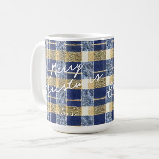 Mug Motif de Noël en or bleu n° 7 ID1009 (Devant gauche)