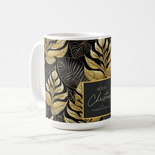 Mug Motif de Noël en or noir #29 ID1009 (Devant gauche)