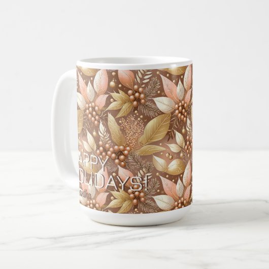 Mug Motif de Noël en or rose #8 ID1009 (Devant gauche)