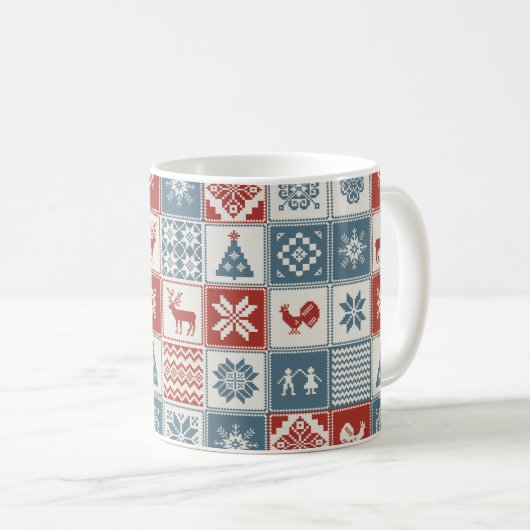 Mug Motif de Noël en patchwork. Traditionel (Devant droit)