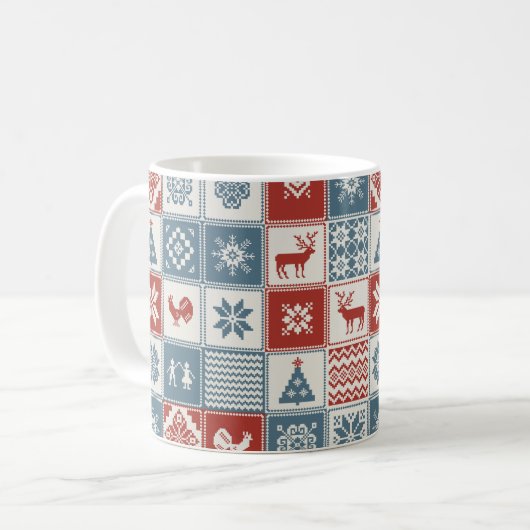 Mug Motif de Noël en patchwork. Traditionel  (Devant gauche)