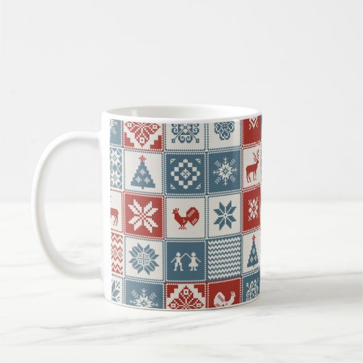 Mug Motif de Noël en patchwork. Traditionel  (Gauche)