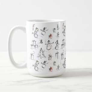 Mug Motif de Noël mignon avec Snowman, Tree et Gif
