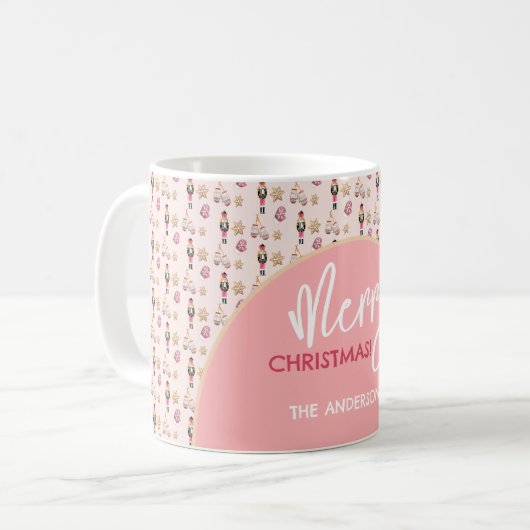Mug Motif de Noël Moderne Rose Pâle (Devant gauche)