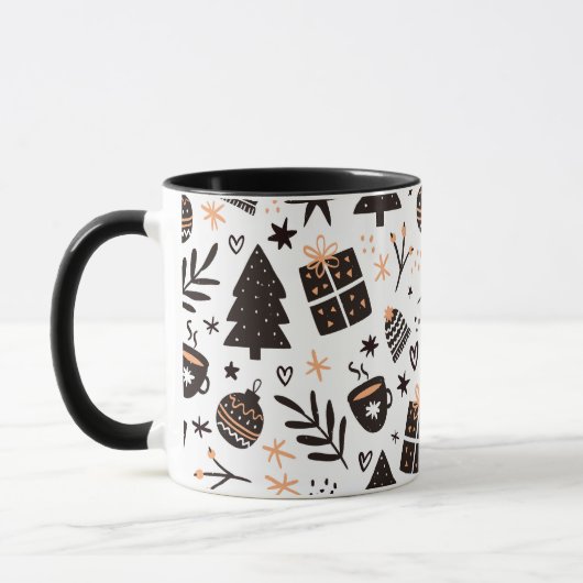 Mug Motif de Noël noir et blanc, (Gauche)