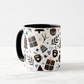 Mug Motif de Noël noir et blanc, (Devant gauche)
