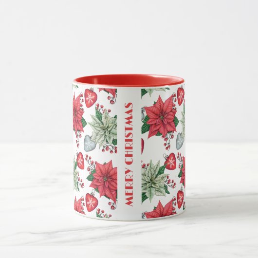 Mug Motif de Noël Poinsettia (Centre)