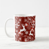 Mug Motif de Noël rouge et blanc avec rennes (Gauche)