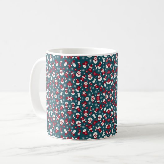 Mug Motif de Noël rouge et bleu (Devant gauche)