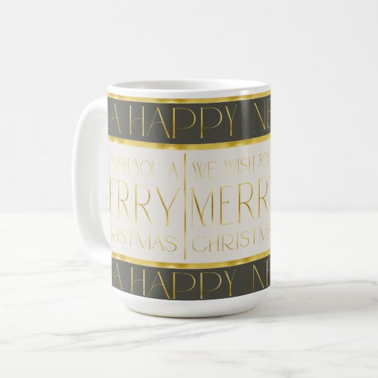 Mug Motif de Noël Vert Or #35 ID1009 (Devant gauche)