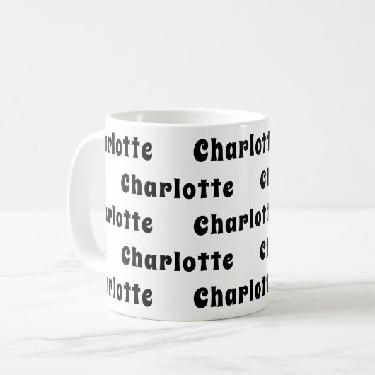 Mug Motif de nom blanc noir (Devant gauche)